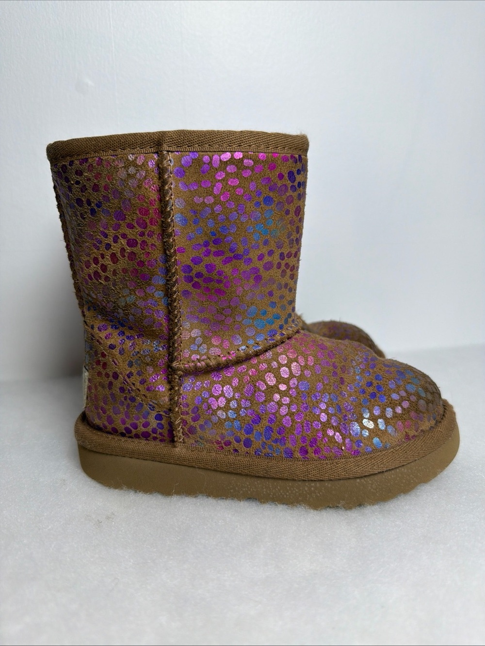 UGG Girls Metallic Chestnut Suede Spot Boots Size 9